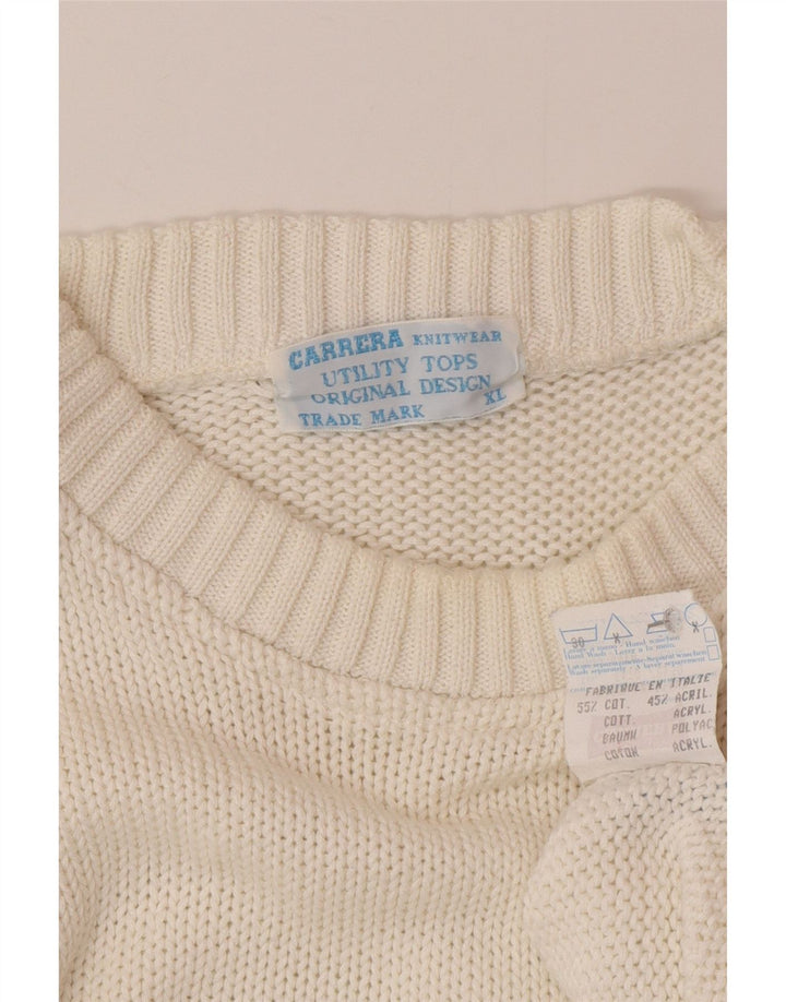 Carrera Herren-Pullover mit Rundhalsausschnitt, XL, weiße Baumwolle