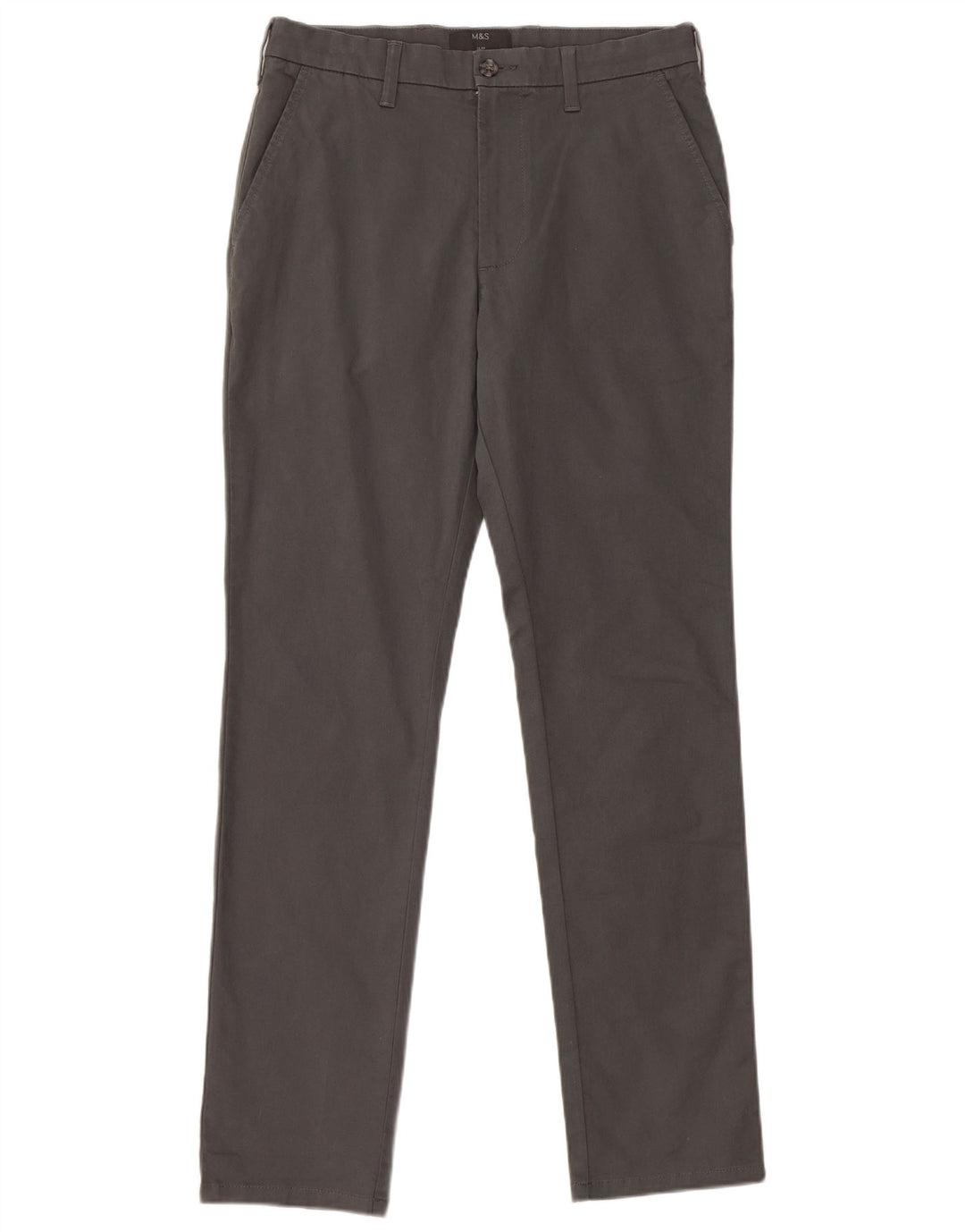 Marks & Spencer Slim Chino-Hose für Herren, W30 L31, graue Baumwolle