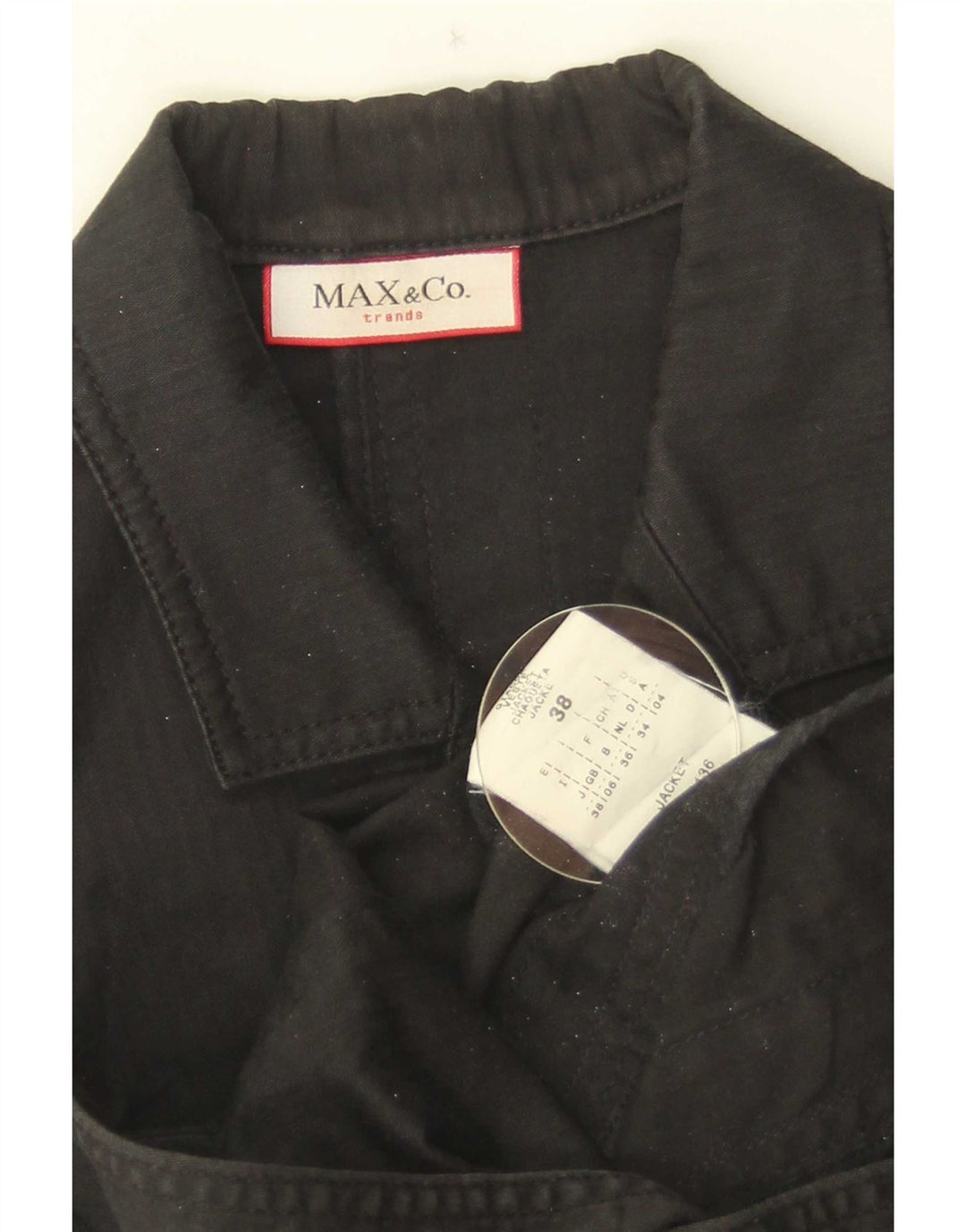 Max & Co. Damen-Blazerjacke mit 2 Knöpfen und 3/4-Ärmeln, UK 6 XS, schwarze Baumwolle