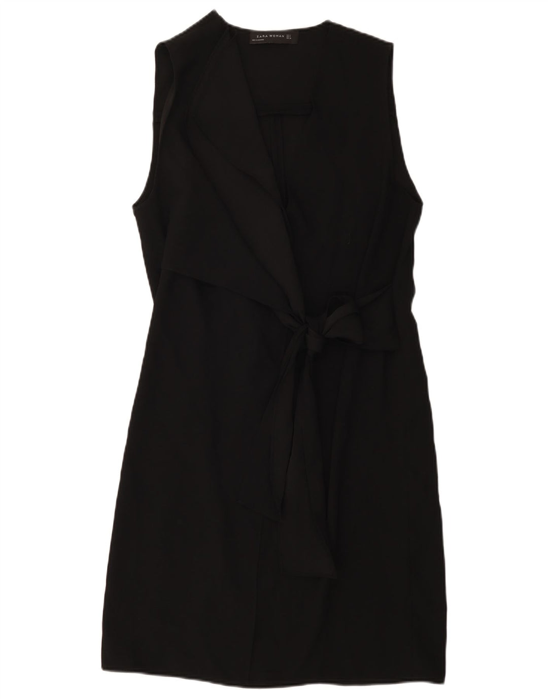 Zara Damen Ärmelloses Wickelkleid UK 14 Medium Schwarz