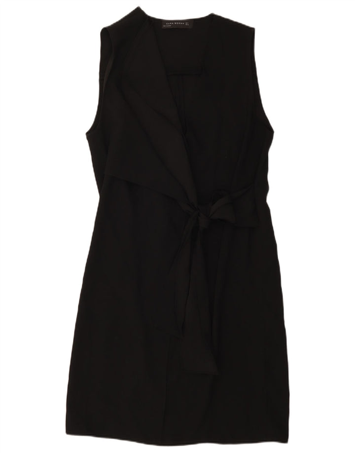 Zara Damen Ärmelloses Wickelkleid UK 14 Medium Schwarz