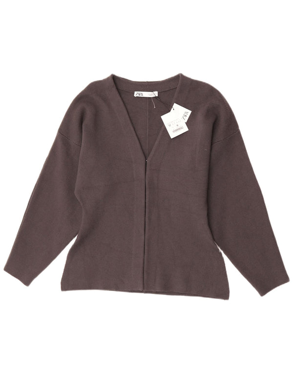 Zara Damen Strickjacke UK 12 Mittelgraue Viskose