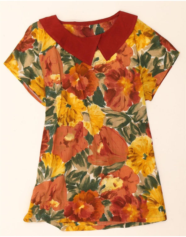 Vintage Damen A-Linie Kleid UK 14 Medium Mehrfarbig geblümt