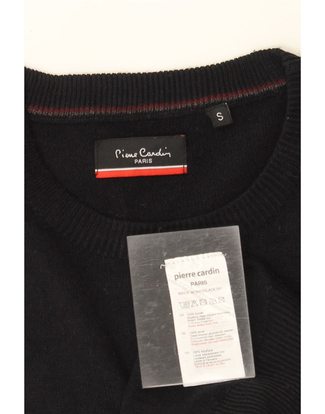 PIERRE CARDIN Herren-Pullover mit Rundhalsausschnitt, Größe S, Schwarz, Acryl