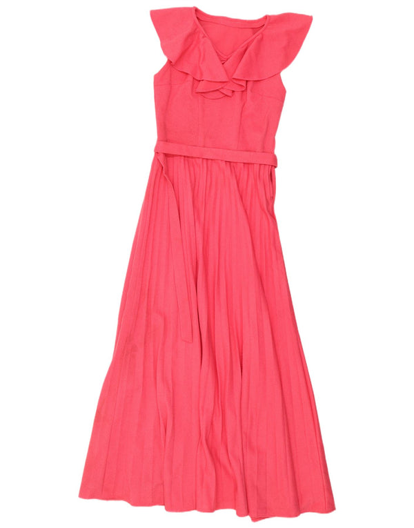 Vintage Damen Ärmelloses Maxikleid UK 12 Mittelrosa