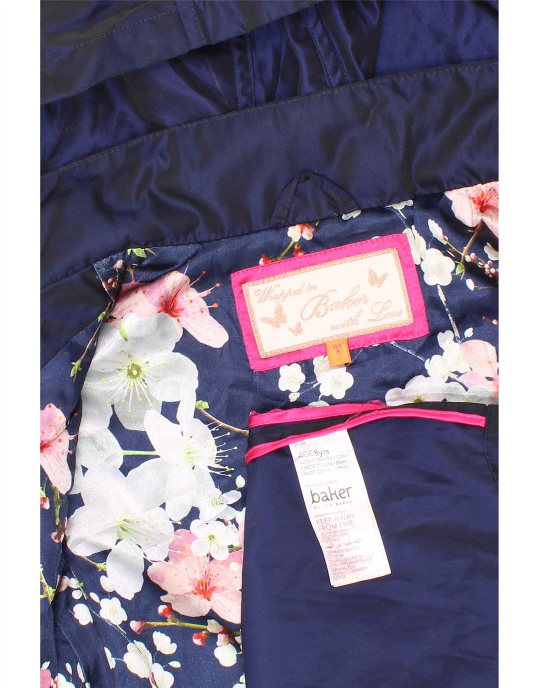 Ted Baker Mädchen-Regenmantel mit Kapuze, 7–8 Jahre, Marineblau