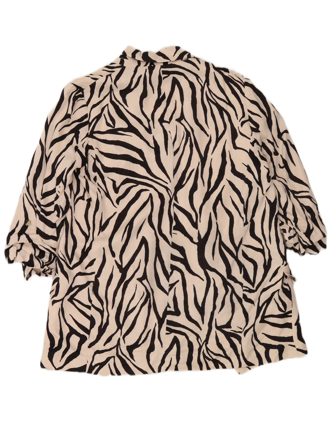 Offene Blazerjacke mit 3/4-Ärmeln von Zara für Damen, UK 14, mittelweiß, mit Tiermuster