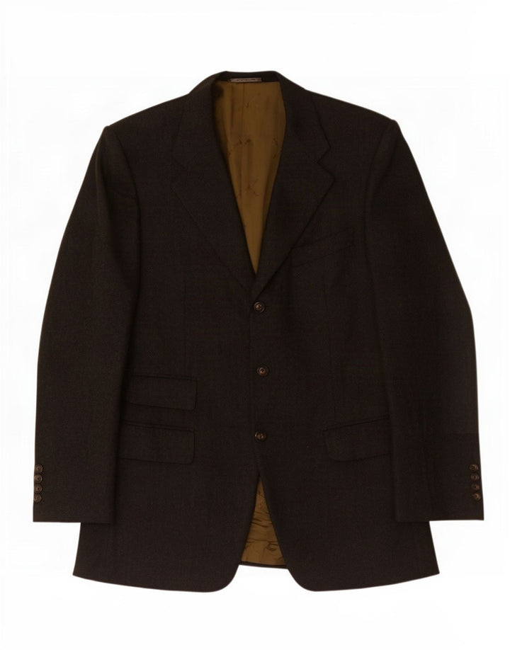 Trussardi Herren-Blazer mit 3 Knöpfen, IT 50, große grau karierte Wolle