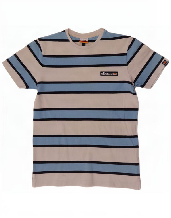 Ellesse Herren T-Shirt Top Small Weiß gestreift