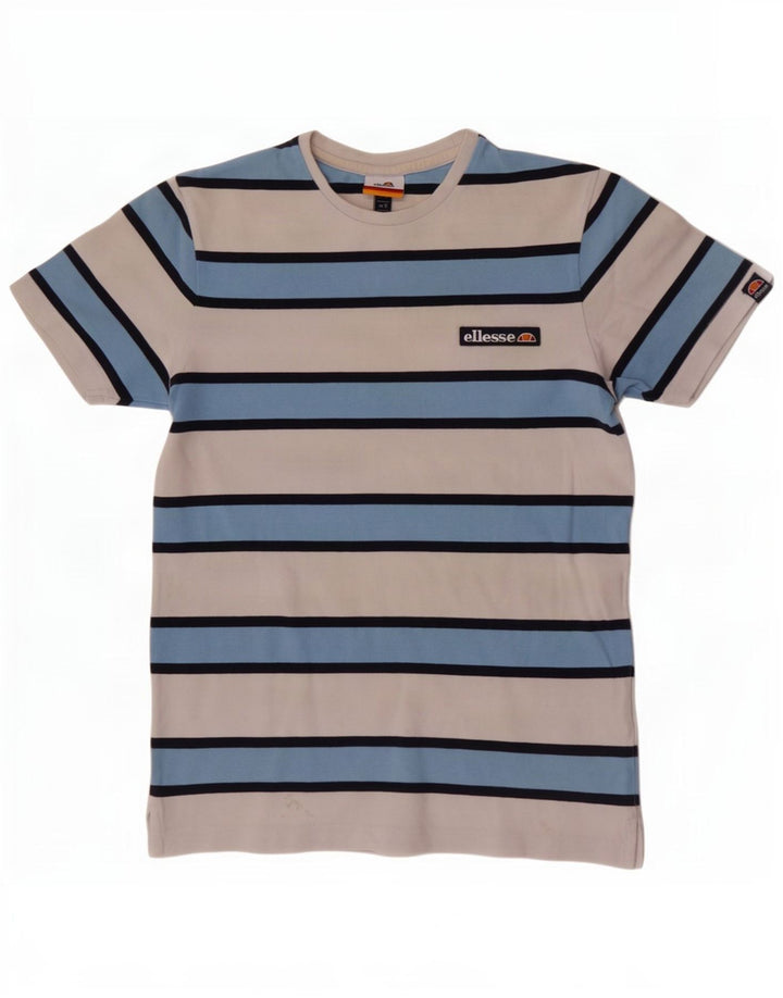 Ellesse Herren T-Shirt Top Small Weiß gestreift