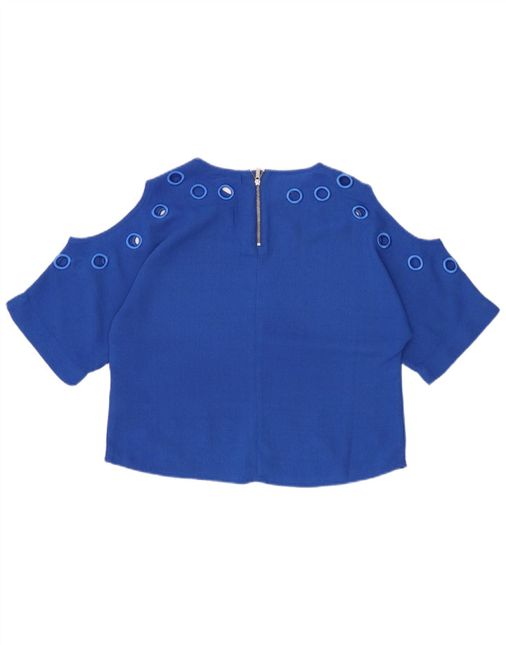 KAREN MILLEN Übergroßes Crop-Blusenoberteil für Damen, Größe S, UK 10, Blau, Polyester