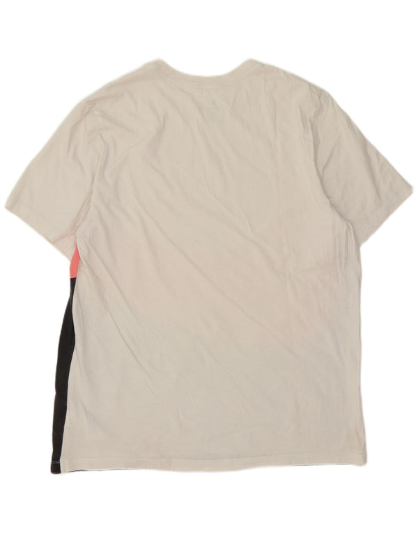 Nike Herren-T-Shirt mit Grafik, XL, weiße Farbblock-Baumwolle