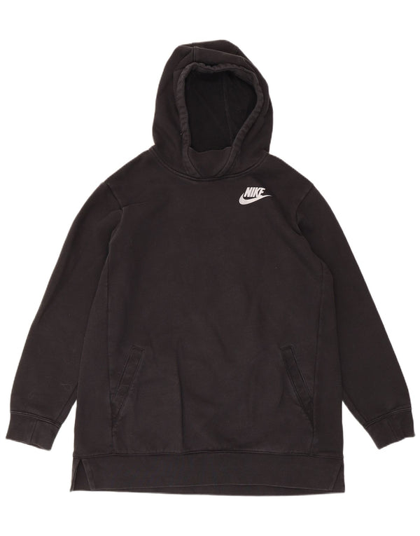 Nike Mädchen-Pulloverkleid mit Kapuze, lockere Passform, 13–14 Jahre, XL, Schwarz, Baumwolle, Sport