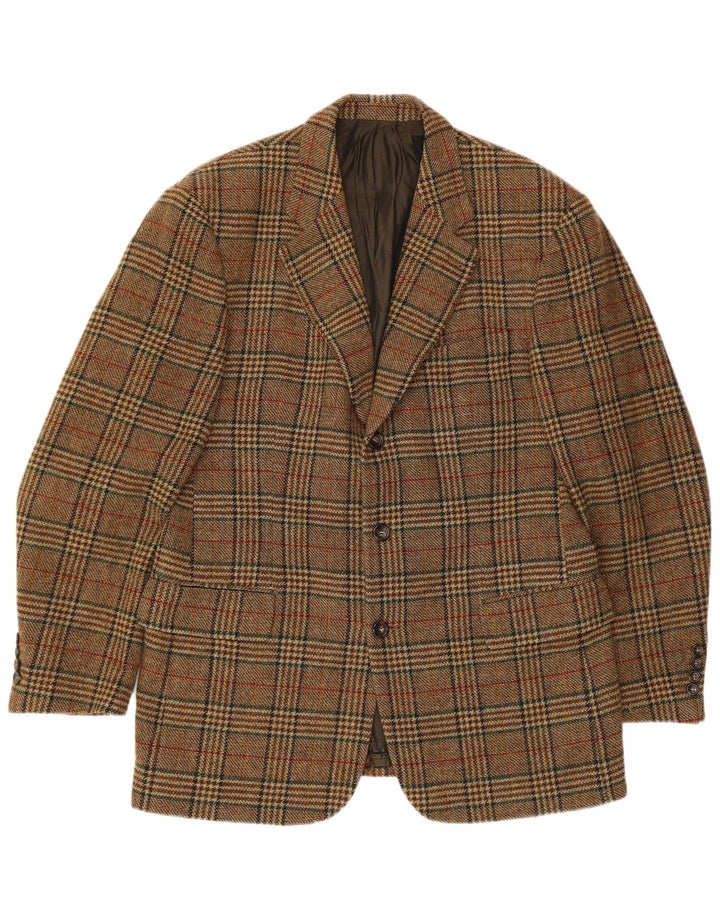 Hugo Boss Herren-Blazer mit 3 Knöpfen, EU 52, XL, beige karierte Schurwolle