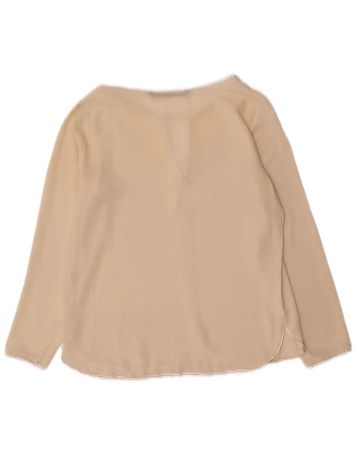 Zara Damen Langarm-Blusenoberteil UK 10 Small Beige