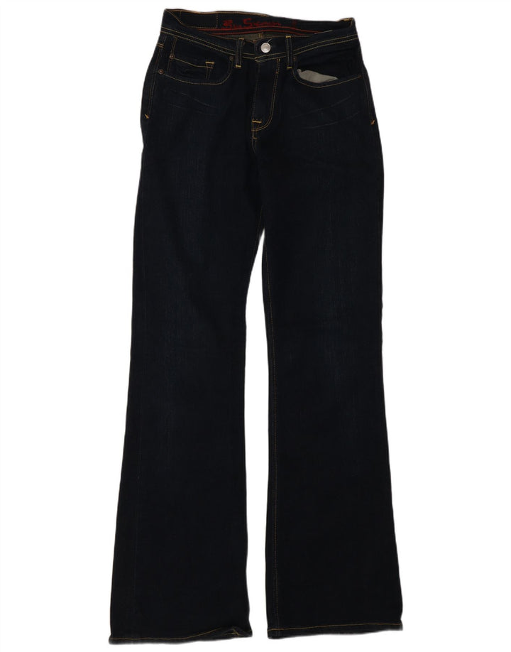 Ben Sherman Damen Bootcut-Jeans W28 L32 Marineblaue Baumwolle