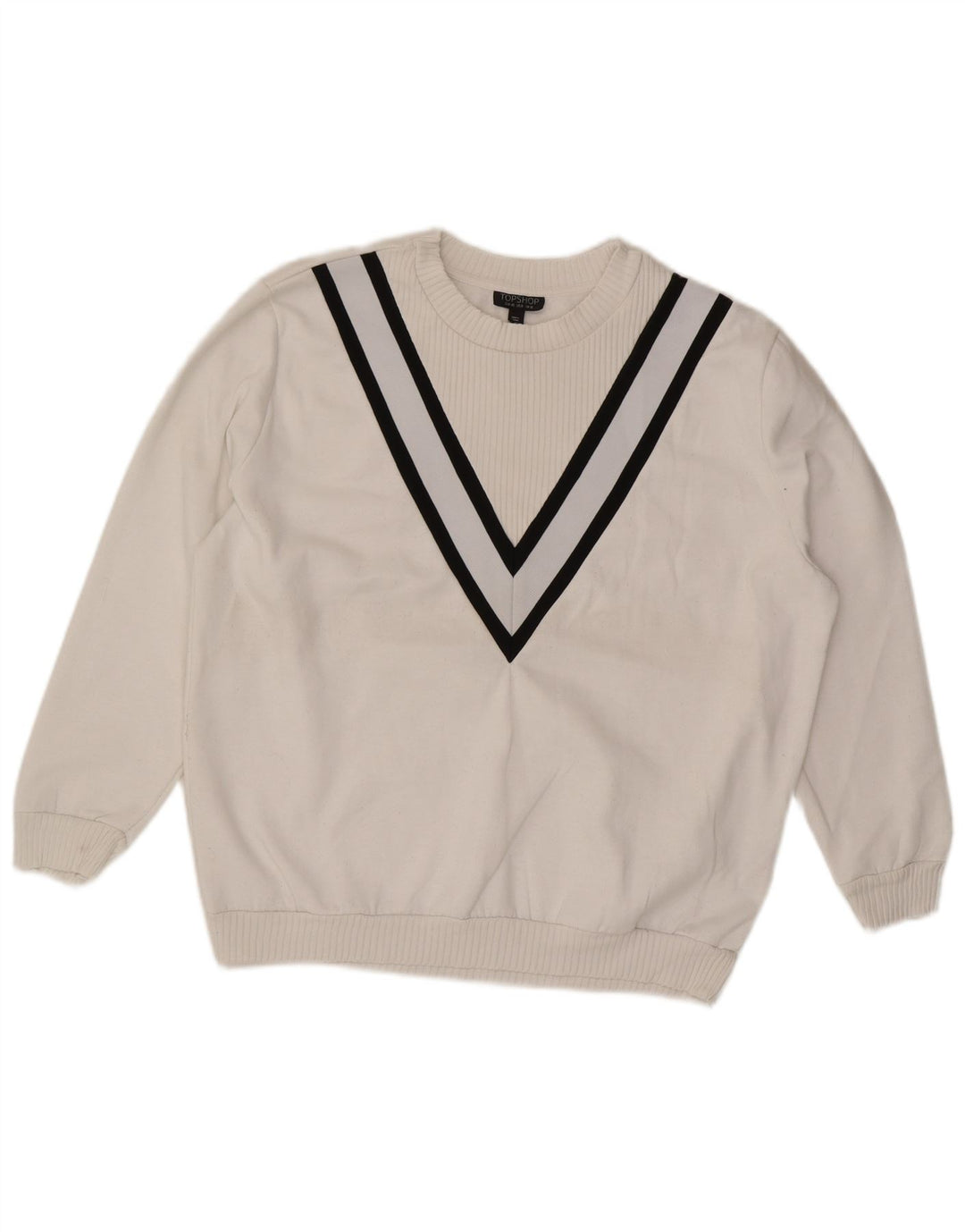 Topshop Damen-Sweatshirt in Übergröße, Gr. 12, mittelweiß gestreift