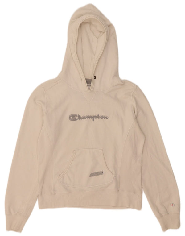 Champion Damen Heritage Classics Crop Hoodie Pullover UK 10 Small Weiß