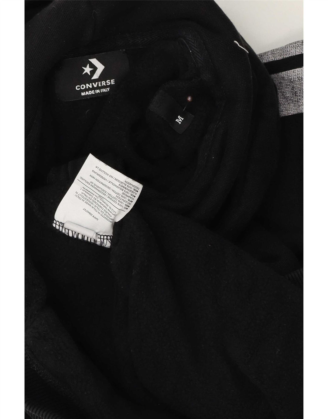 Converse Herren-Kapuzenpullover mit Reißverschluss und Grafik, Mittelschwarz, Farbblock