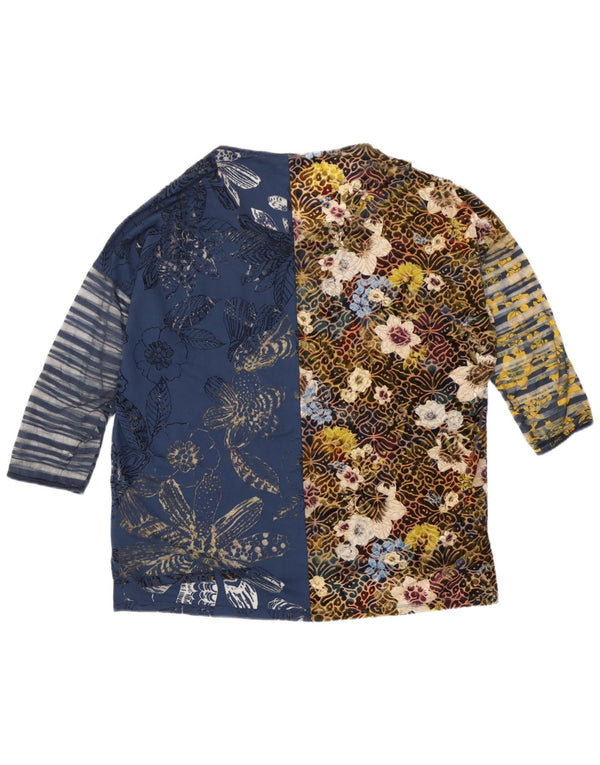 Desigual Damen-Oversize-Top mit 3/4-Ärmeln, UK-Größe 16, groß, mehrfarbig, mit Blumenmuster