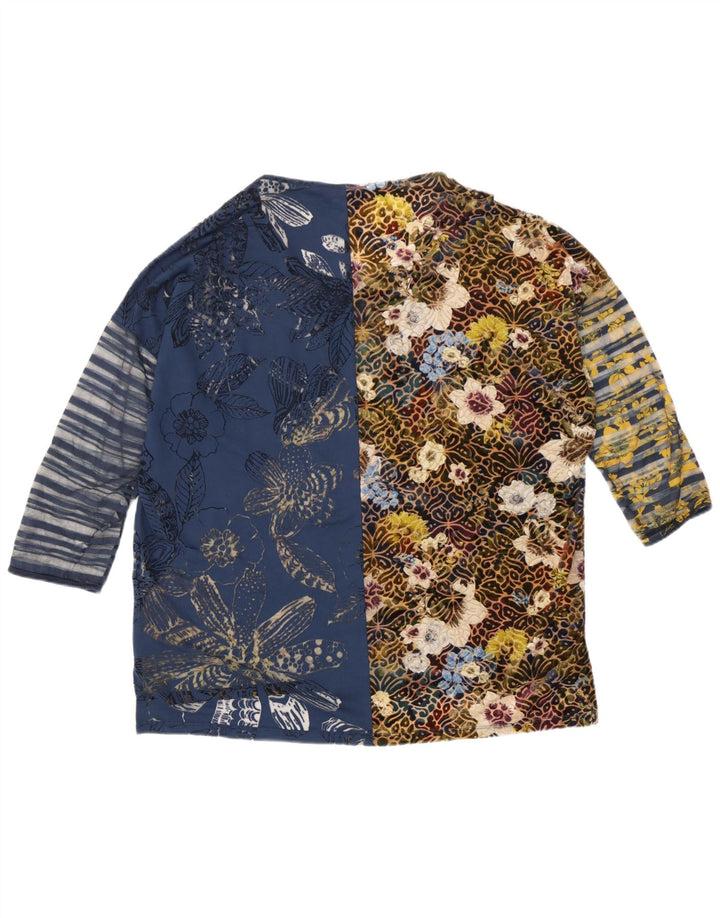 Desigual Damen-Oversize-Top mit 3/4-Ärmeln, UK-Größe 16, groß, mehrfarbig, mit Blumenmuster