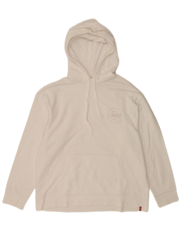 Levi's Herren-Kapuzenpullover mit entspannter Passform, Größe L, Weiß