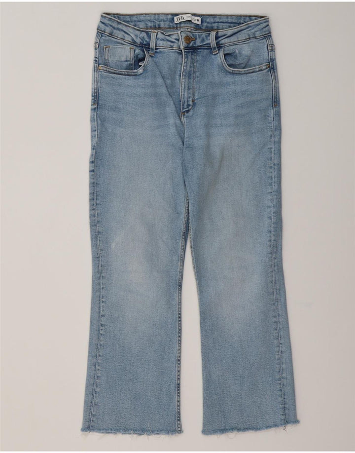 ZARA Damen Crop Bootcut Jeans EU 40 Medium W30 L25 Blaue Baumwolle