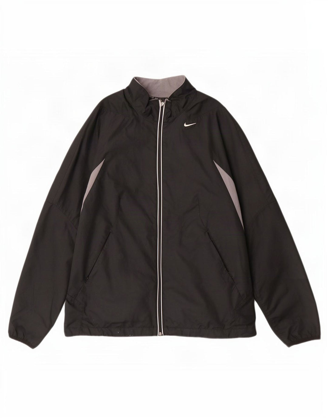 Nike Damen-Trainingsanzugoberteil, US-Größe 12/14, großes schwarzes Colourblock-Polyester