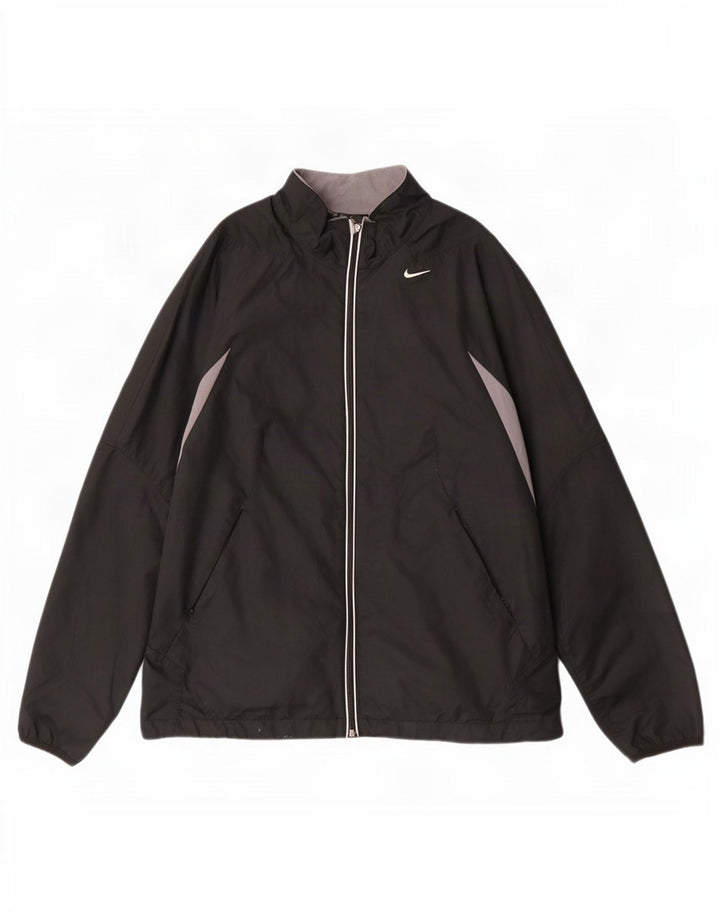 Nike Damen-Trainingsanzugoberteil, US-Größe 12/14, großes schwarzes Colourblock-Polyester