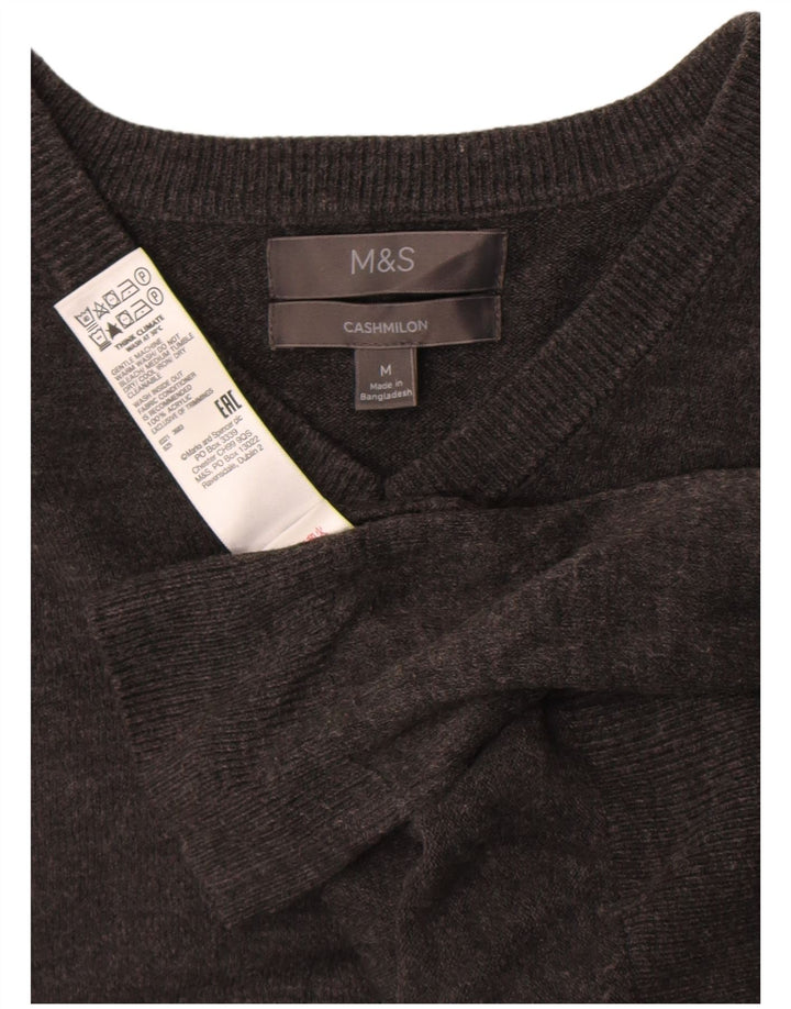 Marks & SPENCER Herren-Pullover mit V-Ausschnitt, mittelgraues Acryl