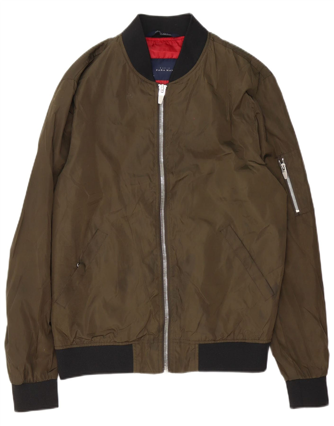 Zara Herren Bomberjacke UK 38 Mittelgrünes Polyester