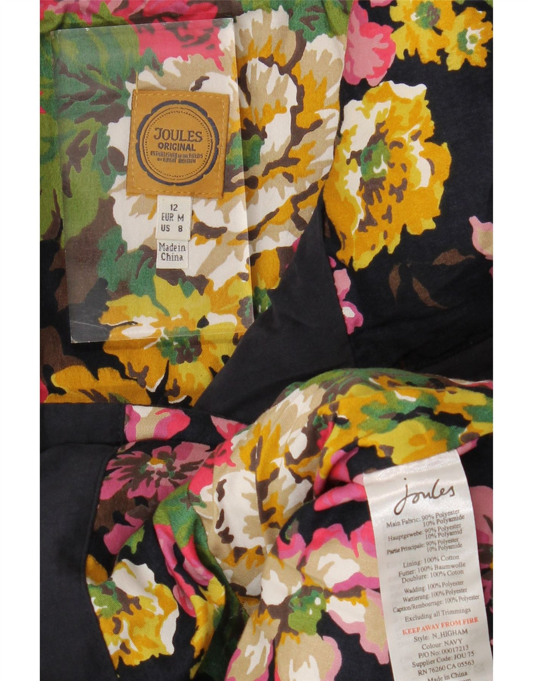 Joules Damen Wattierte Weste UK 12 Medium Marineblau Polyester