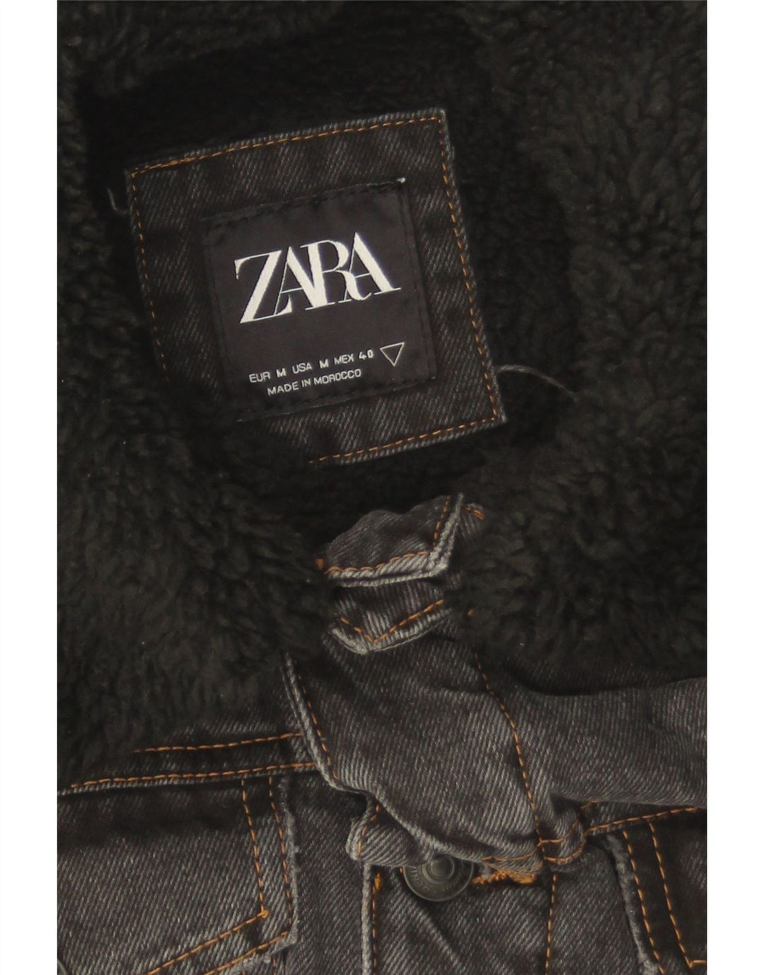 Zara Herren Sherpa Jeansjacke UK 38 Mittelgrau