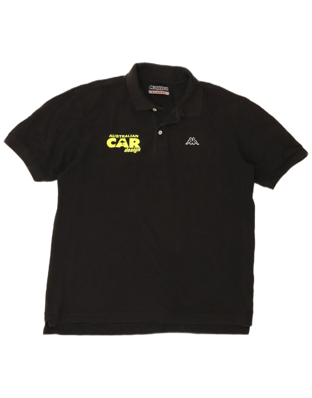 Kappa Herren Grafik-Poloshirt XL aus schwarzer Baumwolle