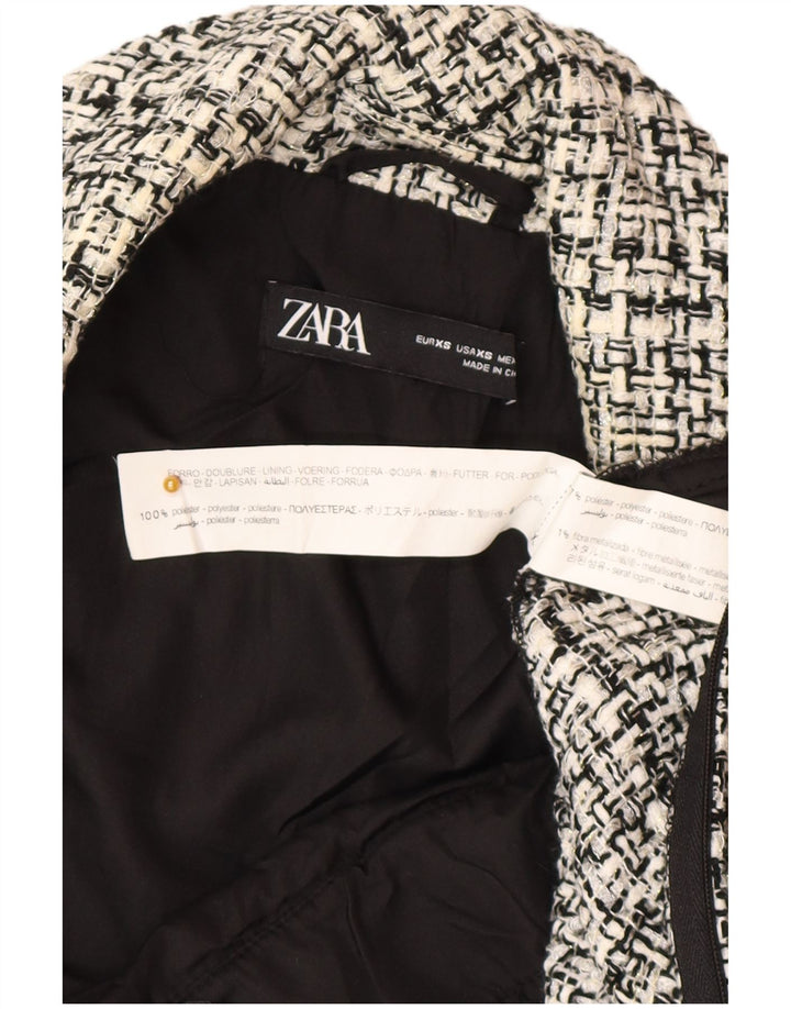 Zara Damen Ärmelloser Playsuit UK 6 XS Grau kariertes Polyester