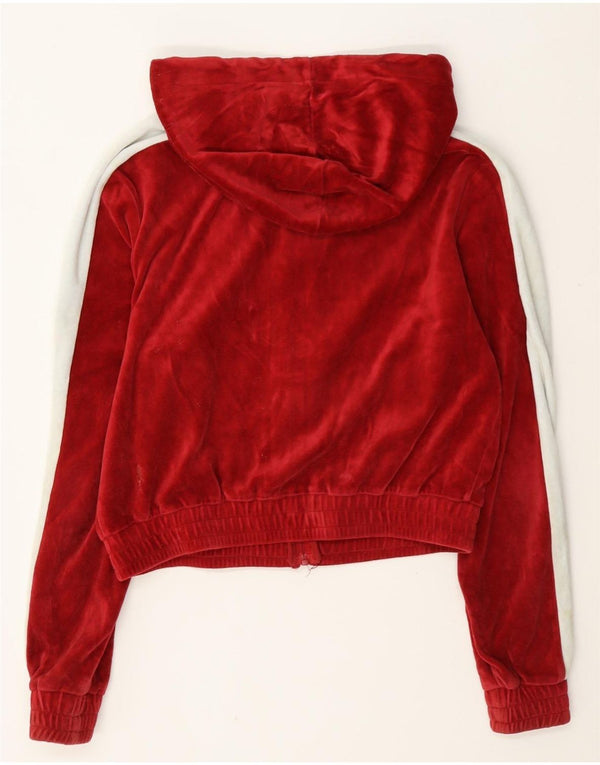 Fila Womens Oversized Crop Zip Hoodie Pullover UK 10 Small Rot Farbblock