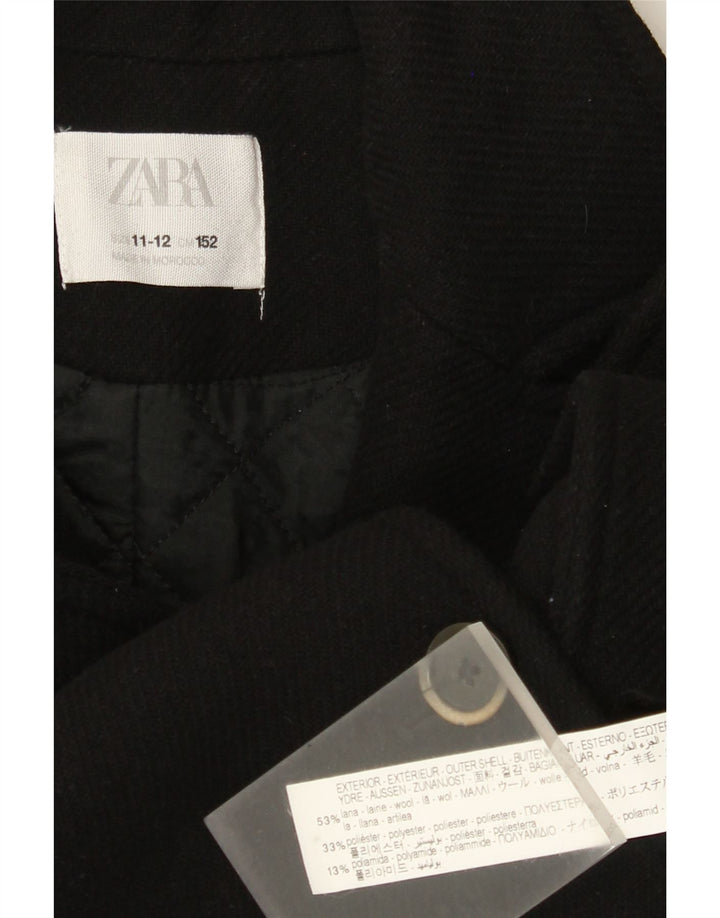 Zara Pea Coat für Mädchen, 11–12 Jahre, schwarze Wolle