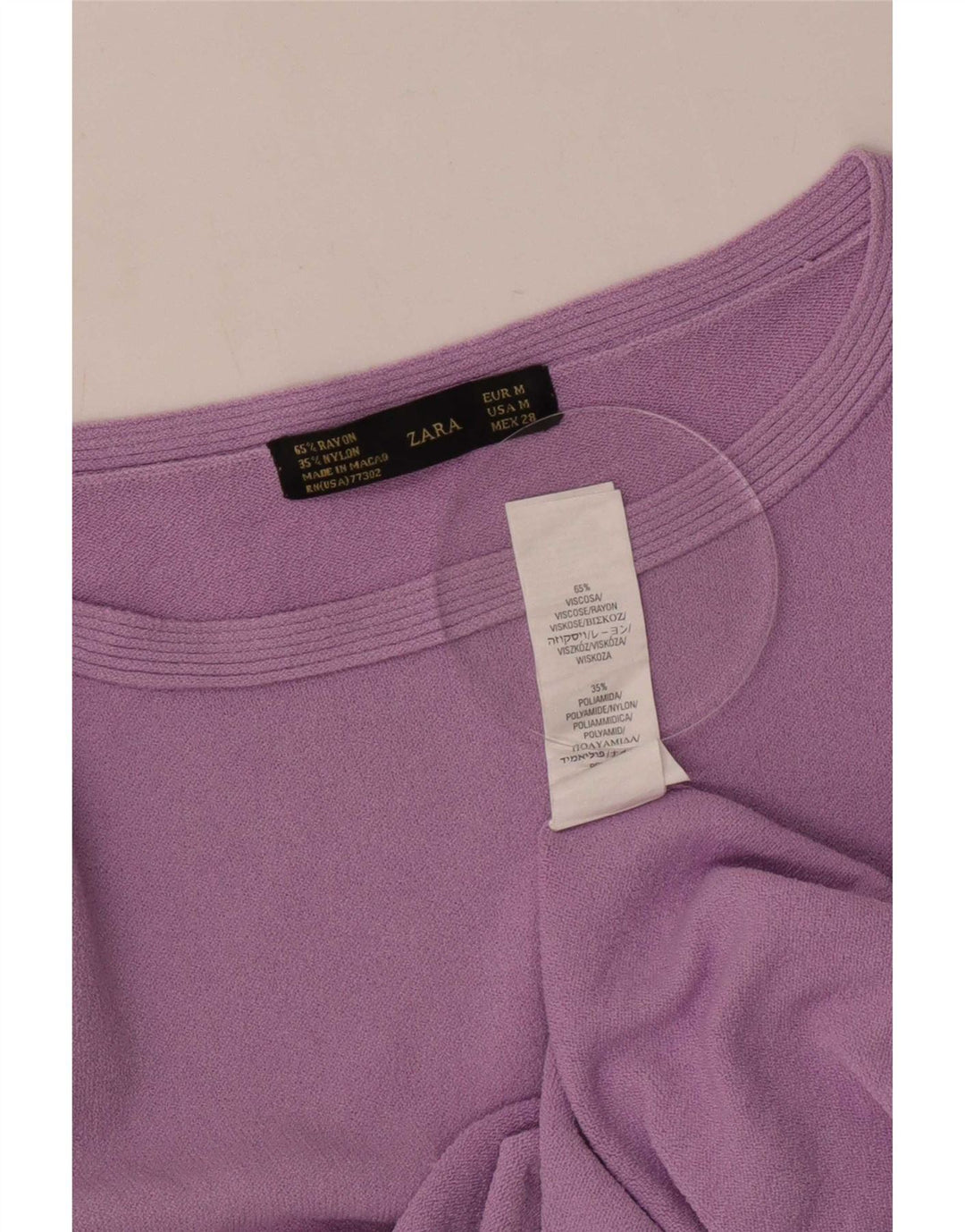 Zara Damen Top 3/4 Ärmel UK 12 Mittellila Viskose