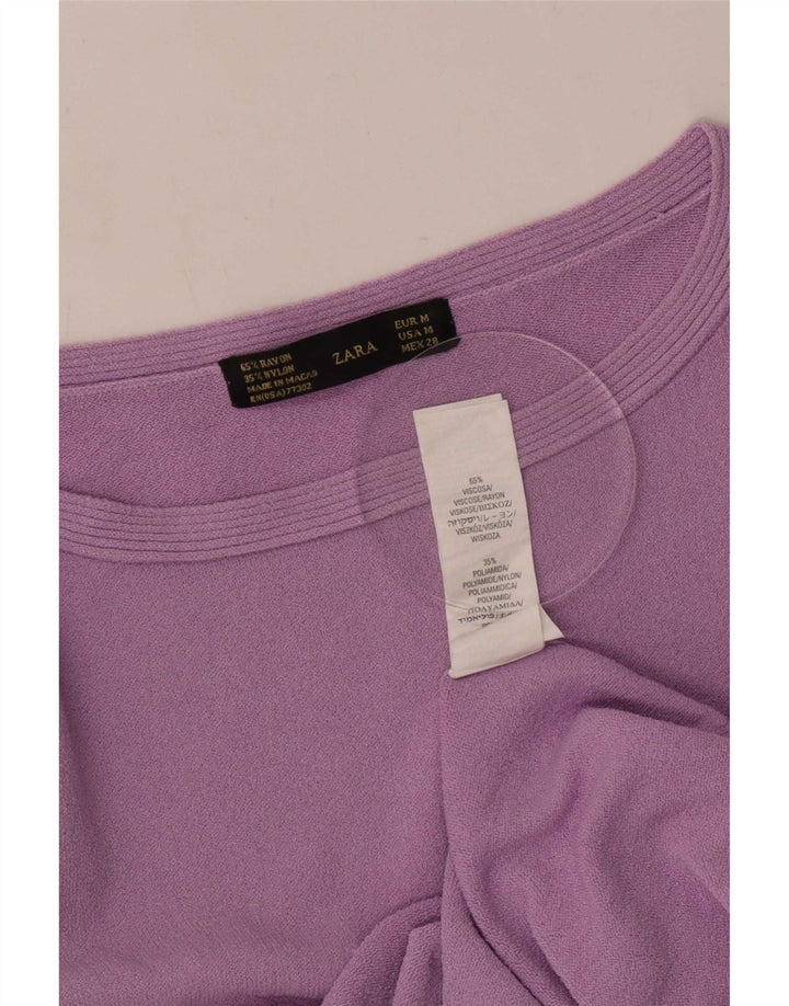 Zara Damen Top 3/4 Ärmel UK 12 Mittellila Viskose