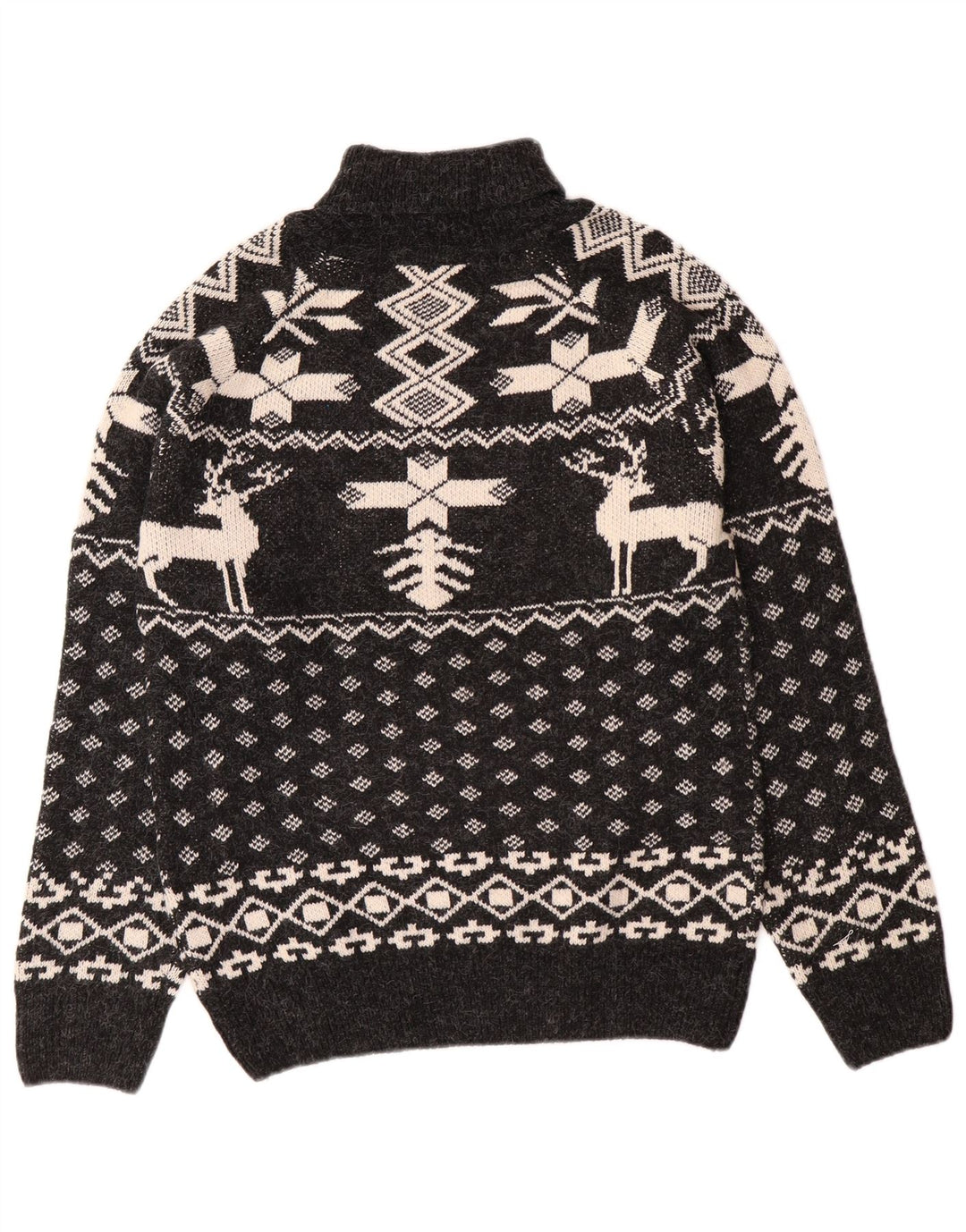 Aton Herren-Pullover mit Rollkragen, Mittelschwarz, Fair-Isle-Weihnachten