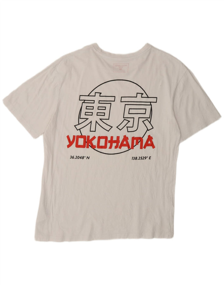 Jack & Jones Herren-T-Shirt mit Grafik, Größe L, aus weißer Baumwolle