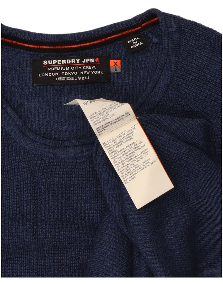 Superdry Herren-Pullover mit Rundhalsausschnitt, XL, marineblaue Viskose