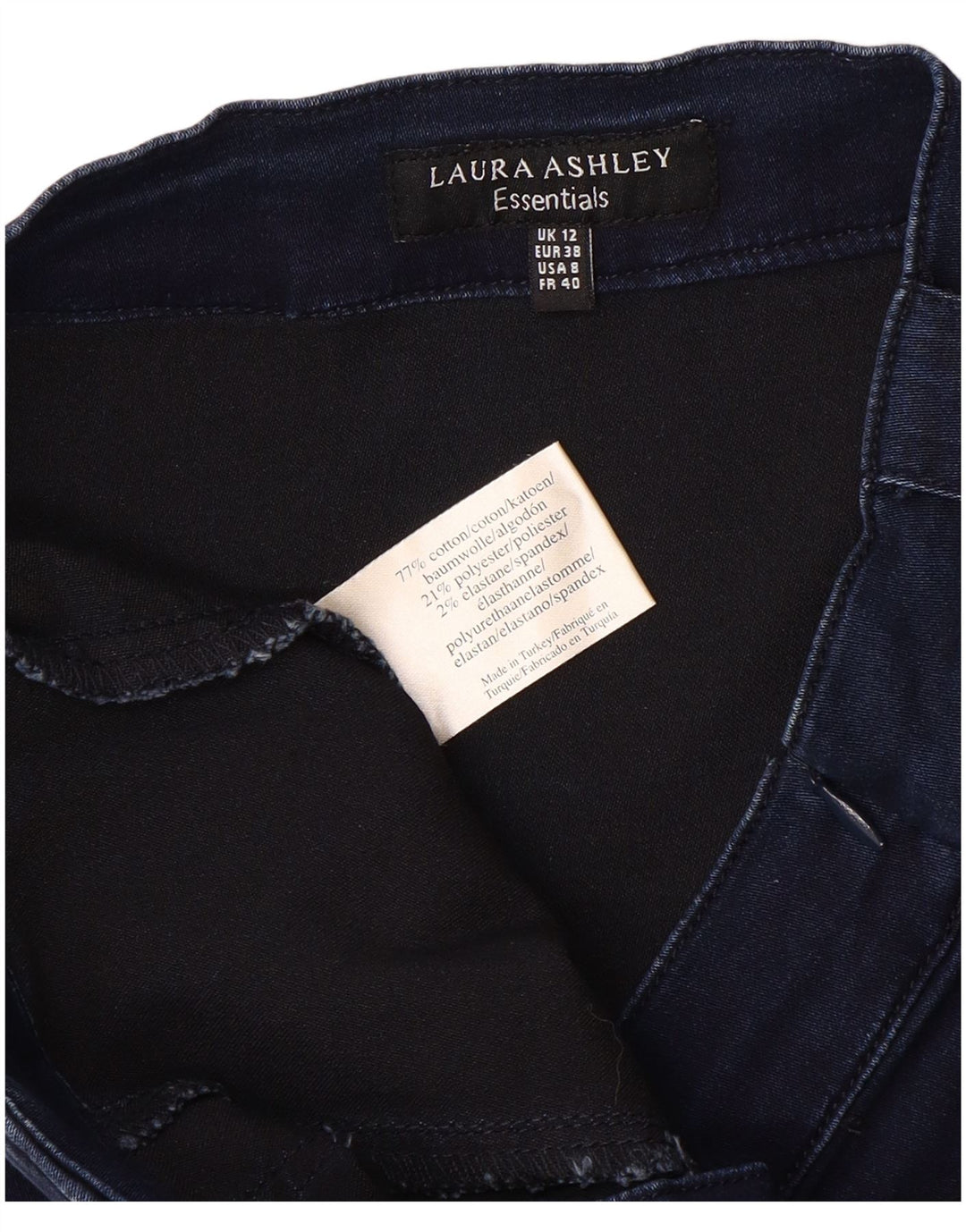 LAURA ASHLEY Damen Jeansrock UK 12 Medium W32 Marineblaue Baumwolle