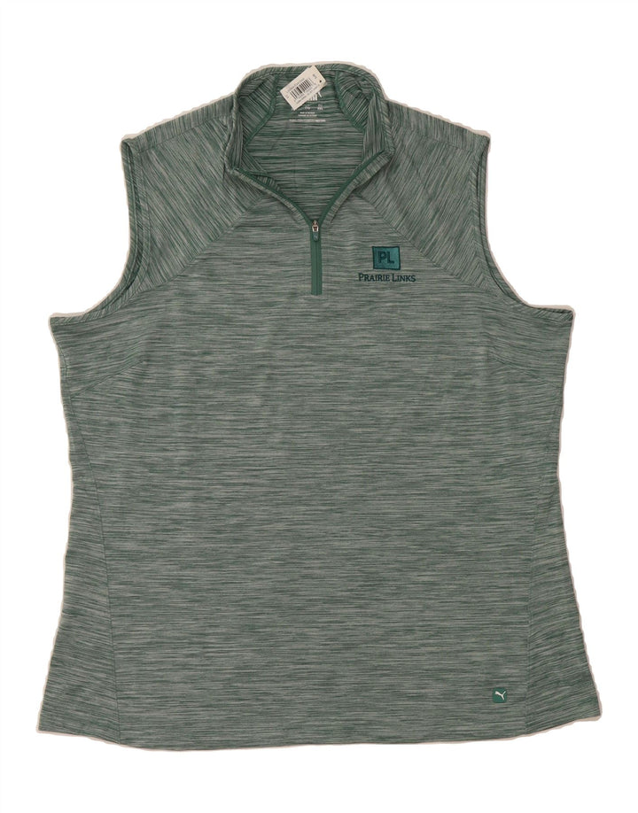 PUMA Womens Vest Top UK 20 2XL Green Pinstripe Polyester Vintage Puma and Second-Hand Puma from Messina Hembry 