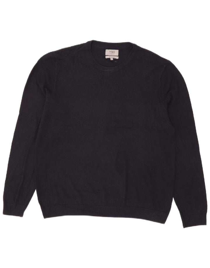 Marks & Spencer Herren-Pullover mit Rundhalsausschnitt, groß, Marineblau, Acryl