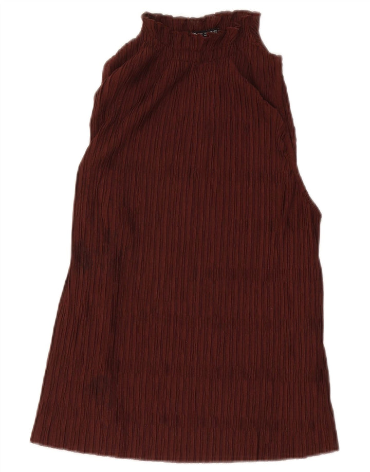 Zara Damen Neckholder Top UK 10 Small Burgund Polyester