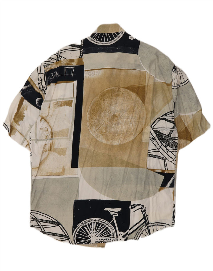 Vintage Herren-Kurzarmhemd, groß, mehrfarbig, Patchwork-Viskose