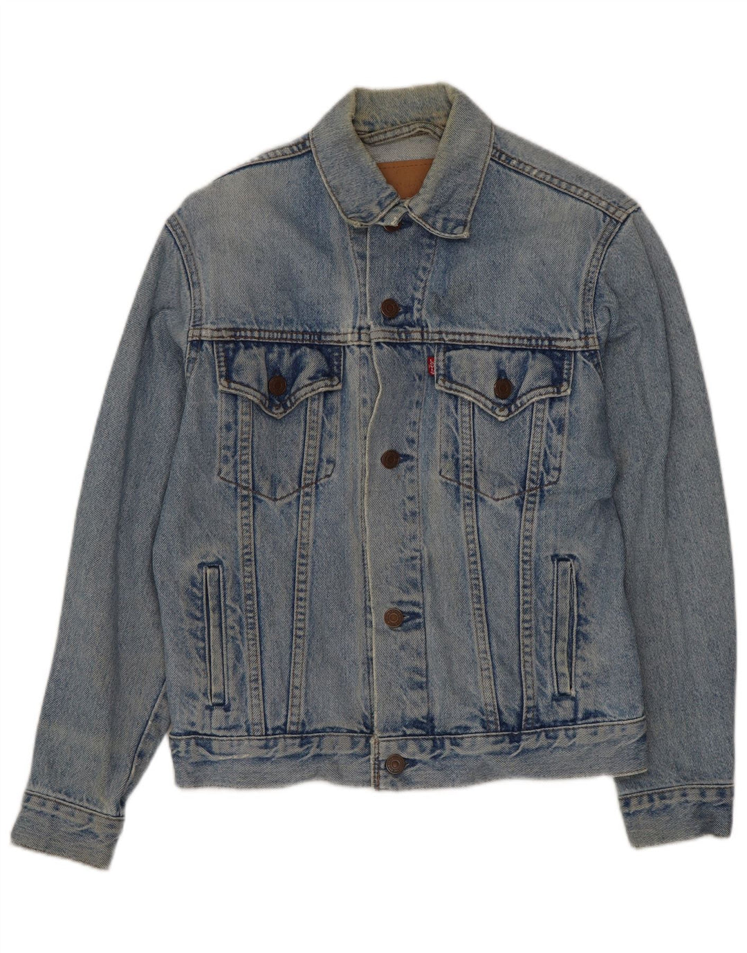 LEVI'S Damen Crop Denim Jacke UK 14 Große blaue Baumwolle