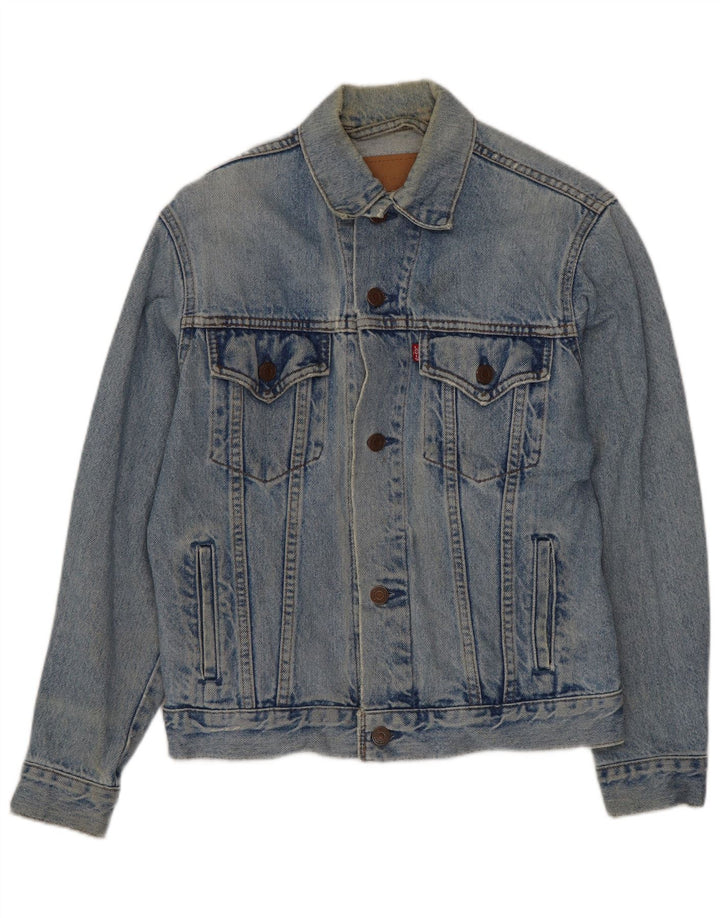 LEVI'S Damen Crop Denim Jacke UK 14 Große blaue Baumwolle