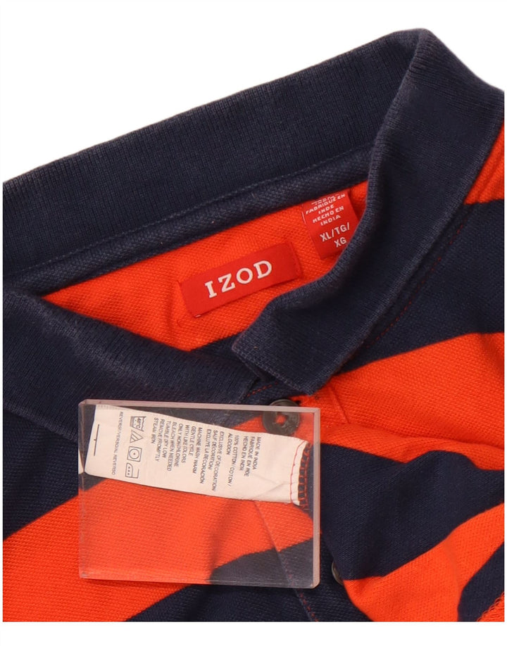 Izod Herren-Poloshirt XL, orange gestreift, Baumwolle